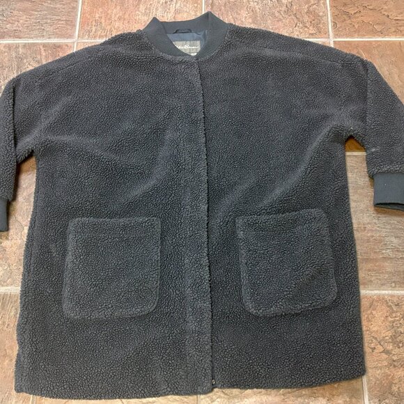 ~~Vintage Eddie Bauer Women’s XXL Gray Long Trench Deep Fleece Jacket Coat - Picture 1 of 9